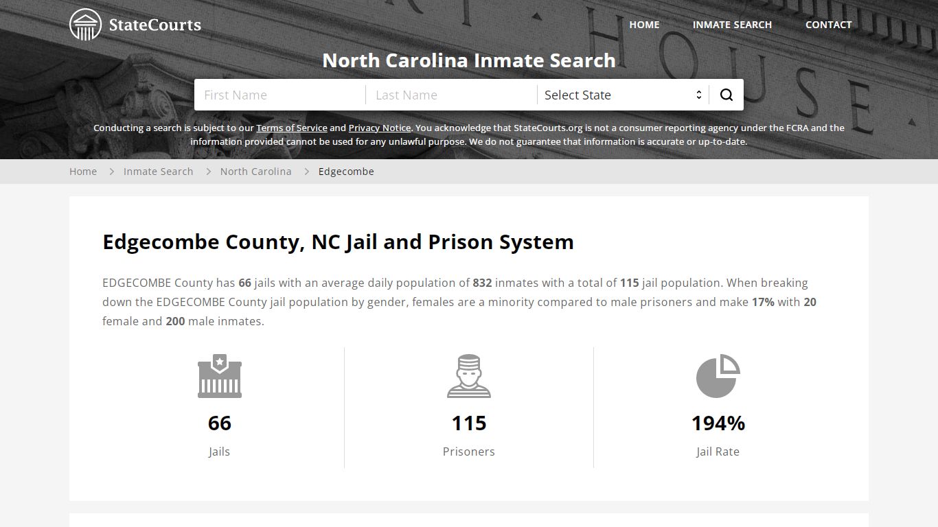 Edgecombe County, NC Inmate Search - StateCourts