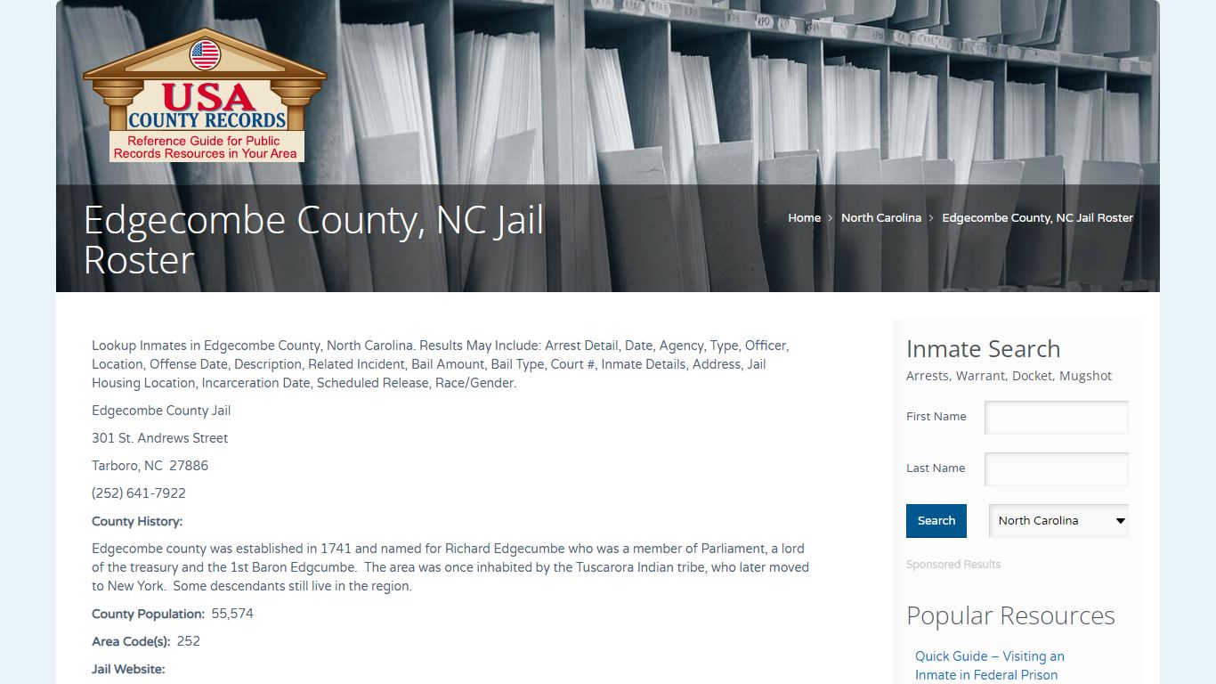Edgecombe County, NC Jail Roster | Name Search